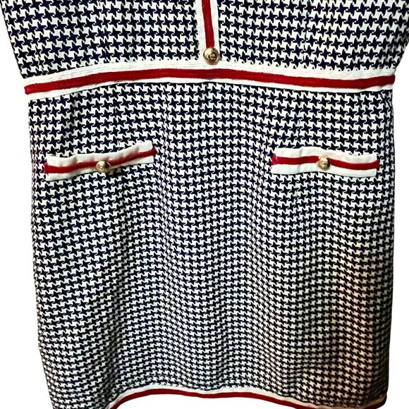 VINTAGE NICOLE SUMMERS Houndstooth Mini Dress Y2K Clueless Cher Holiday Party S - Picture 8 of 13